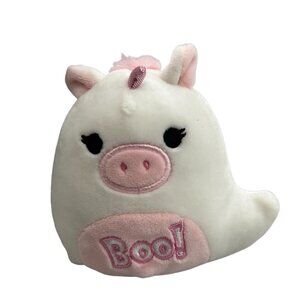 Squishmallow Zoeyana the Alicorn Halloween Ghost White Pink Tummy w Boo 4" Plush